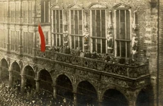 Socialist insurrectionists in Bremen after occupying the city's town hall during the  of 1918