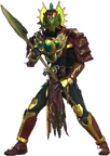 Kamen Rider Ryugen Yomi wielding the Dimubu
