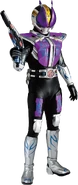 Kamen Rider Nega Den-O wielding the Nega DenGasher Gun Mode