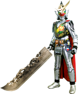 Kamen Rider Gaim Kiwami Arms wielding the Joeshuimu