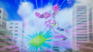 Ex-Aid influenced by the Ending Energy Item, performing the final kick