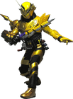 Kamen Rider Build Trial Form (LionComic) wielding the 4komaninpoutou