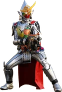 Gaim Kiwami Arms wielding the Hinawadaidai-DJ-Ju