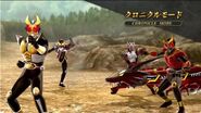 Kuuga, Agito, Ryuki and Kiva before they using their Rider Kicks to terminate Wizard.