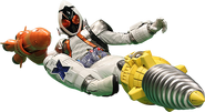 Fourze Basestates wielding the Drill Module and Rocket Module, performing Rider Rocket Drill Kick.