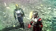 Ryuki and Knight as seen in the game.