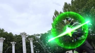 Arrow Strike (Step 1: Raise Arrow glowing and energy radiating from the end)