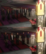 The previous swordsmen on the top and the current swordsmen on the bottom. Note: The disproportion in height and size.