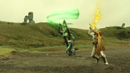 Trueno Destroder + Shippu Kenbu Niren (Step 2: Kenzan jumping into the air)