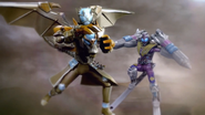 Kamen Rider Wizard and Fourze in their second Extra Final Forms.