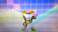 Ex-Aid Maximum Gamer Level 99 influenced by the Reflect Energy Item, with the attack of Brave and Snipe incoming
