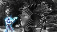 Xross Saber repositioned behind enemy while time is erased