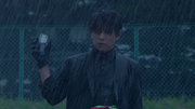 Kagenari before he tranforms into Kamen Rider Fuma.