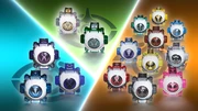 Kamen Rider Ghost's 10 Eyecons, Kamen Rider Specter's 3 Eyecons and Kamen Rider Necrom's 2 Eyecons