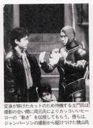 Mr. Okamoto on the set of Kamen Rider ZO in costume.