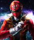 Gokai Red is holding a Zyuoh Eagle Key