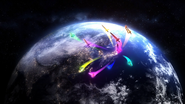 Galaxy King Saber Break (Version 1) (Step 6: Holy Sabers flying above earth)