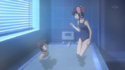 Tenri in her swimsuit at Keima's tub