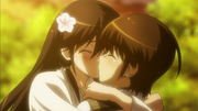 Keima and Kusunoki are kissing