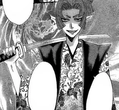 Aotake amenazando a Nanami de cortarla en pedazos.