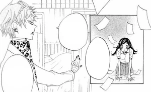 Otohiko advirtiendo a Nanami que no use más talismanes.