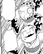 Onikiri y Kotetsu implorando a Nanami que no se vaya.