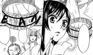 Tomoe poniendo a prueba el poder espiritual de Nanami.