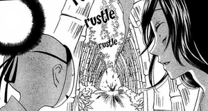 La bruja se acerca, velozmente, hacia donde están Nanami y Onikiri.