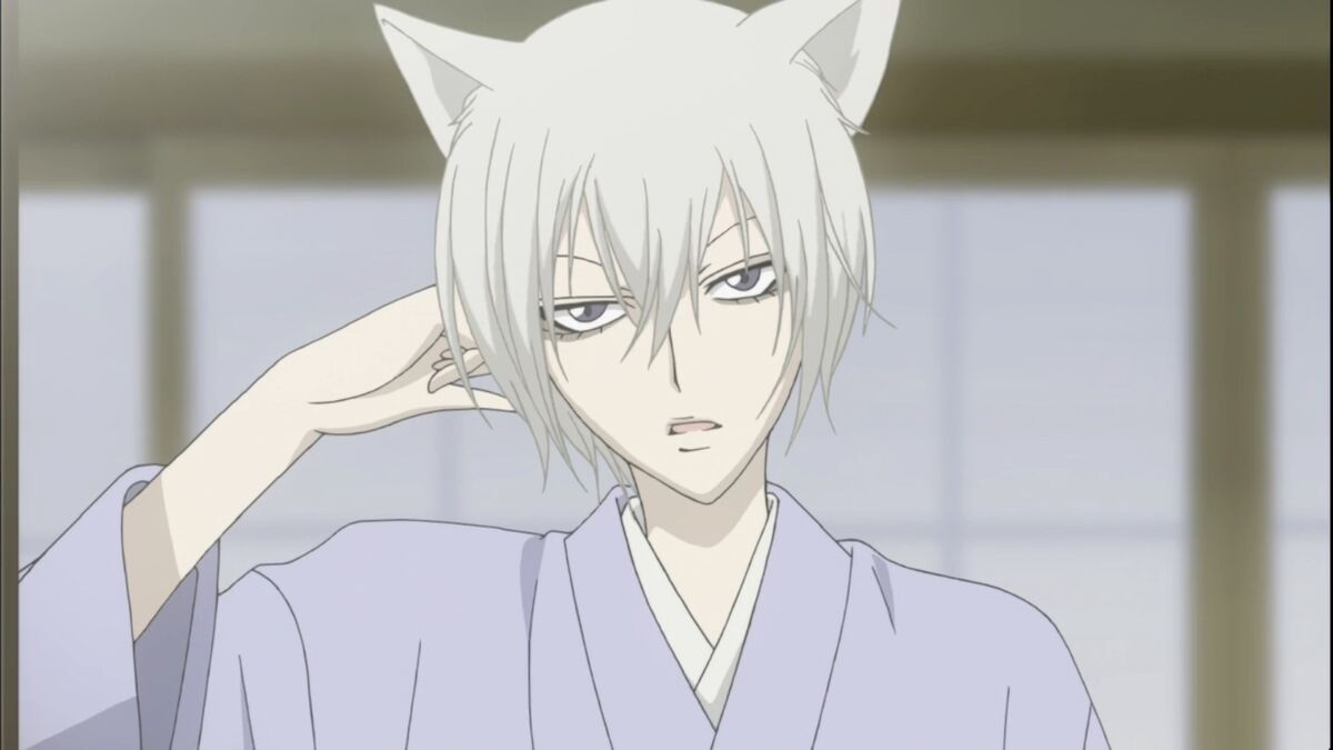 anime boy, 10 years old, short hair, dark clothes with a kitsune 