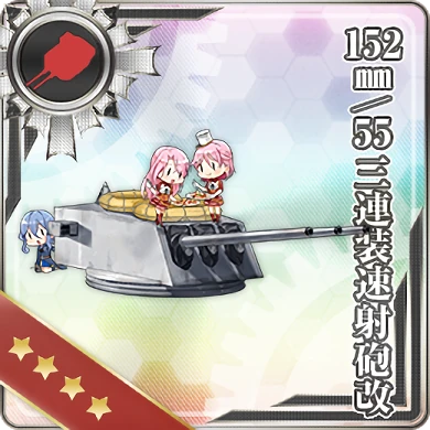 152mm/55 Triple Rapid Fire Gun Mount Kai | KanColle Wiki | Fandom