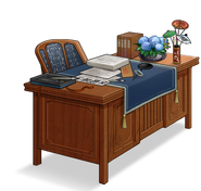 Admiral's desk with hydrangea bow