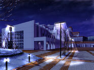 The high school at night