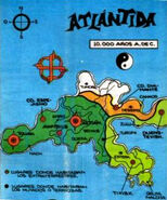 Mapa de la Atlántida en el comic clásico.