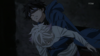 Gareki grabs Nai and jumps on the train