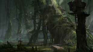 Fantasy town creative artwork swamp city 1920x1080 wallpaper Wallpaper 2560x1440 www.wall321