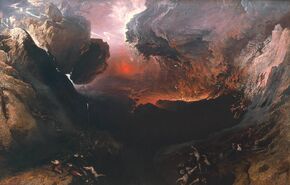 One of the floating plates of the realm exploding with Lava