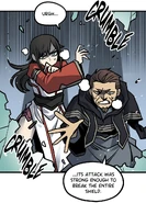 Gaster and Vera's shields are broken and he says urgh... ...its attack was strong enough to break the entire shield.png (866 KB) Webtoon Episode 140