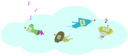 Ace and his cousins chilling on a cloud.