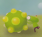 Artwork of Johnson rolling a katamari from Katamari Suteki Damacy