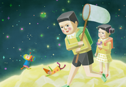 A Xbox 360 theme presenting Michiru holding Velvet while Mutsuo attempts to capture Pokkle.