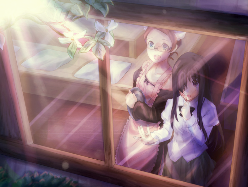 Hanako and Yuuko watching fireworks