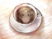 Hisao staring into his tea