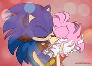 Sonic and Amy kissing