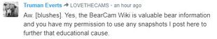 TRUMAN EVERTS PERMISSION TO USE ALL PHOTOS ON THE BEARCAM WIKI 2019.12.05