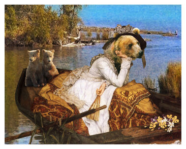 Reimagining Tissot with Brown Bear Lady in Boat with Cubs 2 Small