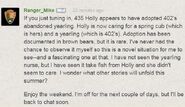 Ranger Mike's 09/05/2014 comment re: 435 Holly's adoption of 503 Cubadult