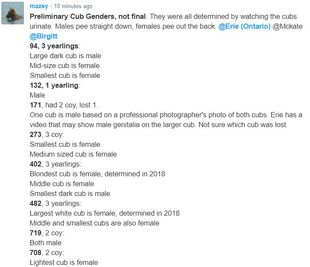 94 INFO 2019 SEASON SEX OF 2018 OFFSPRING - 2019 YEARLINGS MAZEY 2019.10.16 11.23 COMMENT