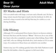 51 Diver Juniors information from the 2012 Brown Bears of Brooks Camp iBook