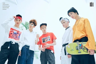 TAEYONG, DOYOUNG, TEN, JAEHYUN, and MARK promoting 'The 7th Sense'.