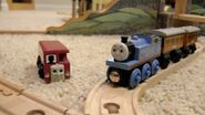 Annie and Clarabel with Thomas and Bertie.